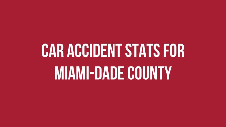Title slide with white text on a red background: Car Accident Stats for Miami-Dade County